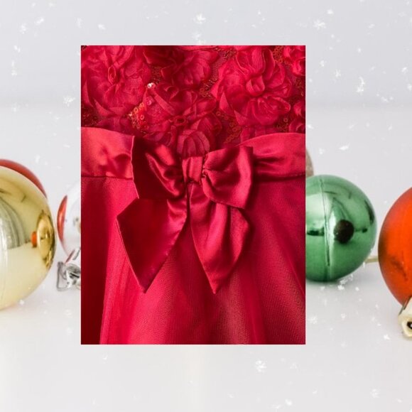 Holiday Editions Girl's Sleeveless Red Floral Dress - Picture 2 of 10